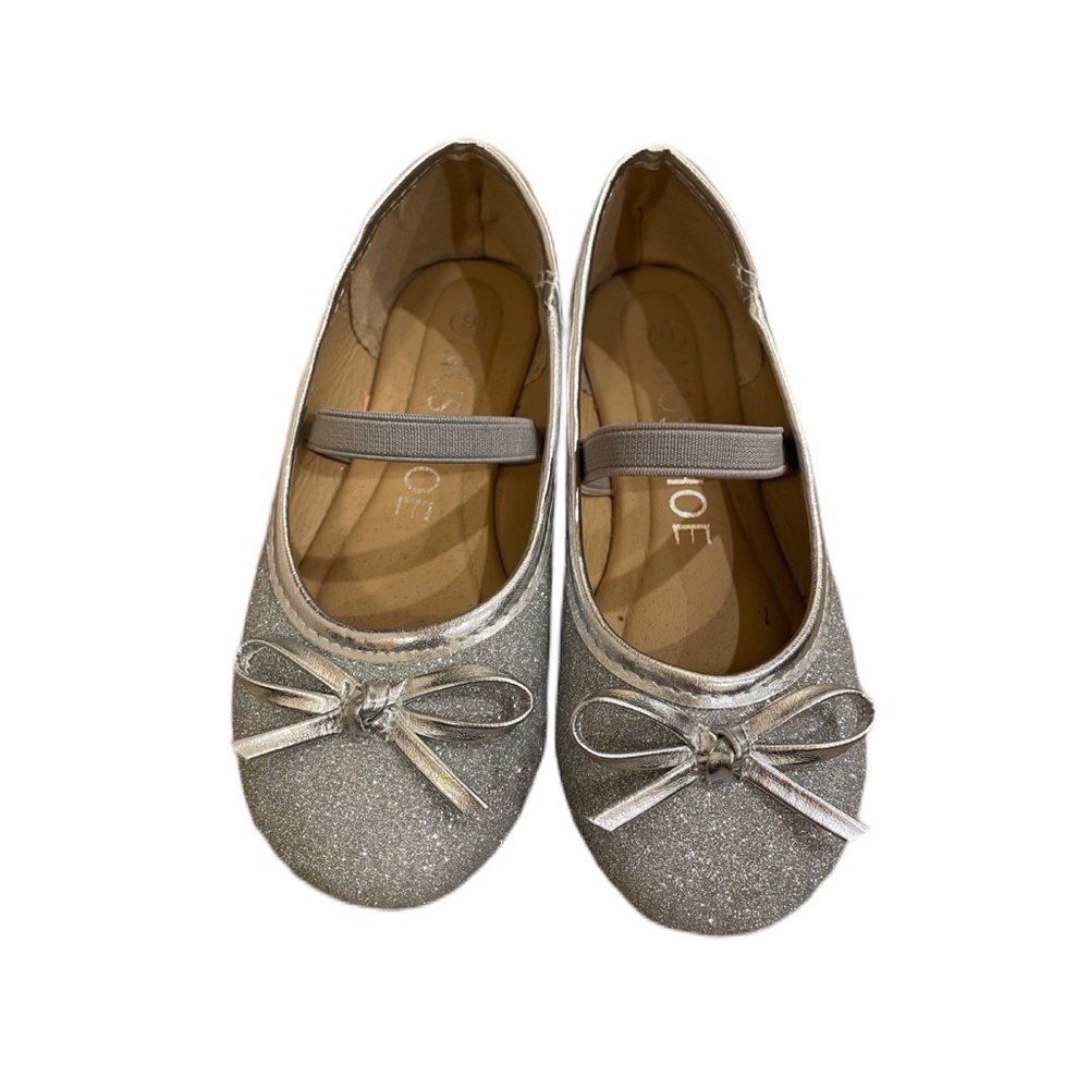 Girls Silver Sparkle Ballet Flats